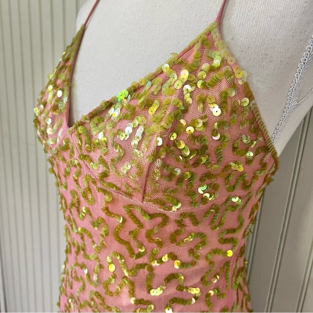 Betsey Johnson Pink Slip Dress with Gold Sequin Embellishment - Picture 3 of 8